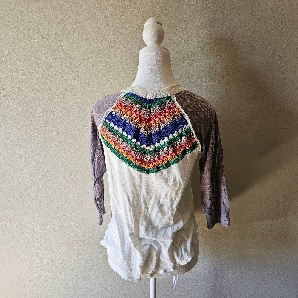 Free People Spring Bound 3/4 Sleeve Crochet Top XS - Picture 3 of 7